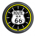 Neonuhr Route 66 Schild